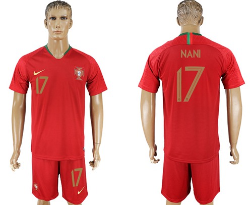 Portugal #17 Nani Home Soccer Country Jersey